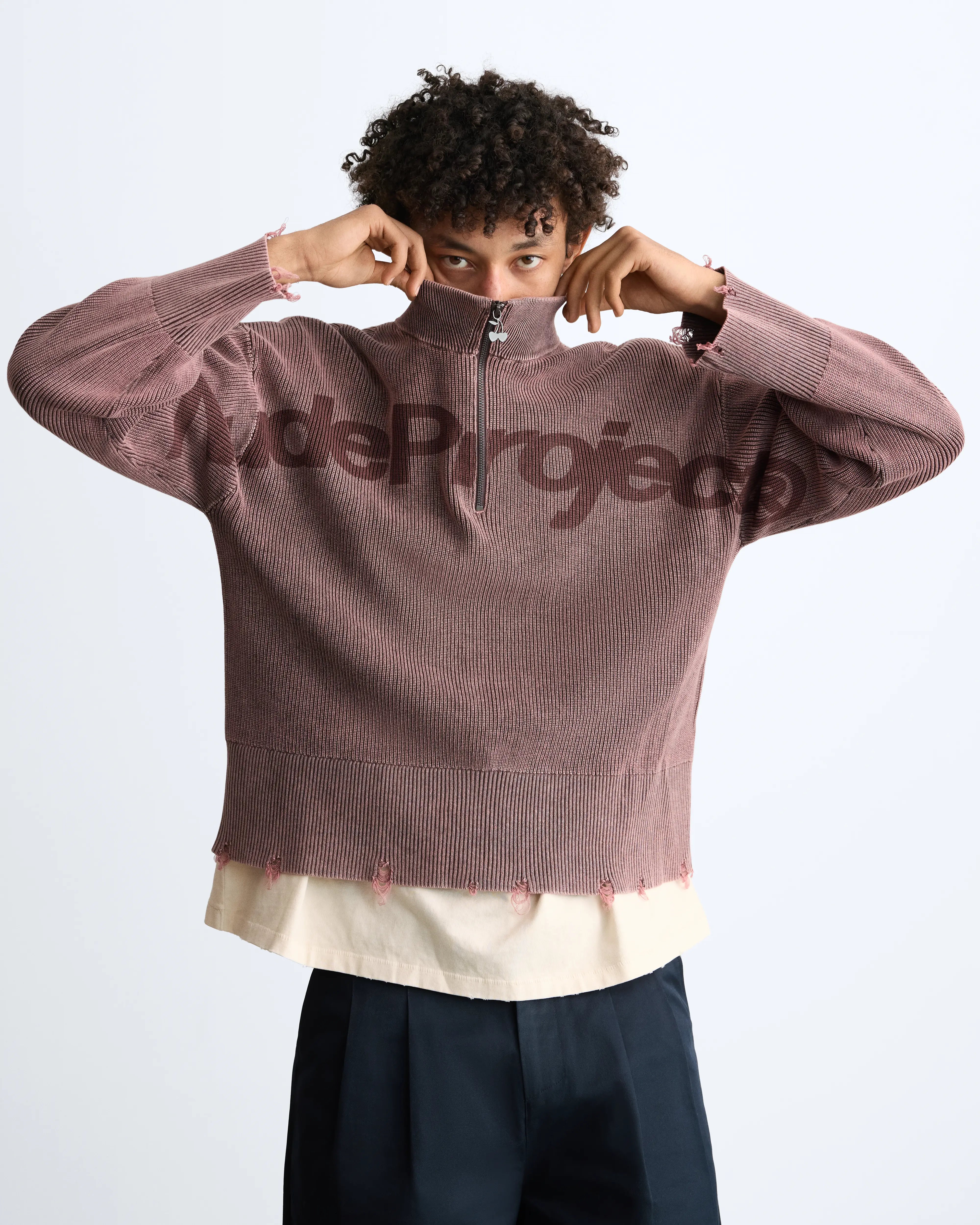 Beast Quarter-Zip Knit Brown