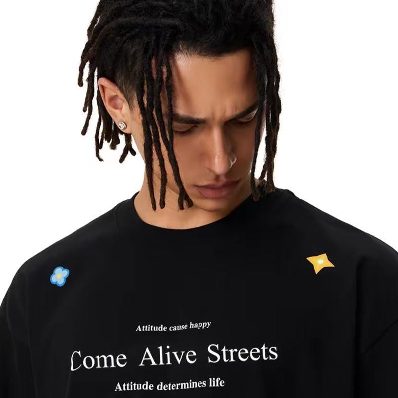 Retro printed short-sleeved shirt