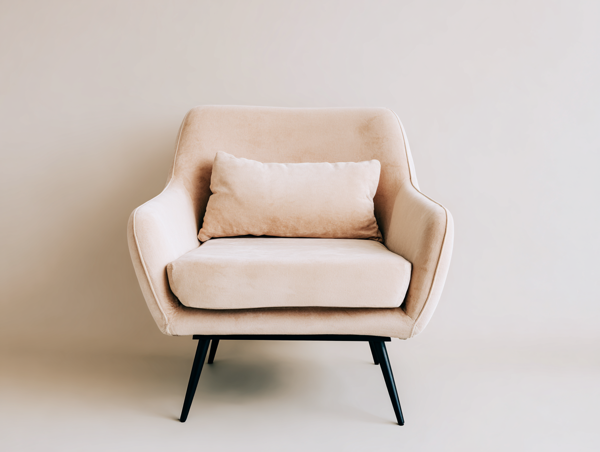 Sillón de terciopelo 72x76x80 cm-beige-para salón-diseño moderno patas negras-Casagoyard