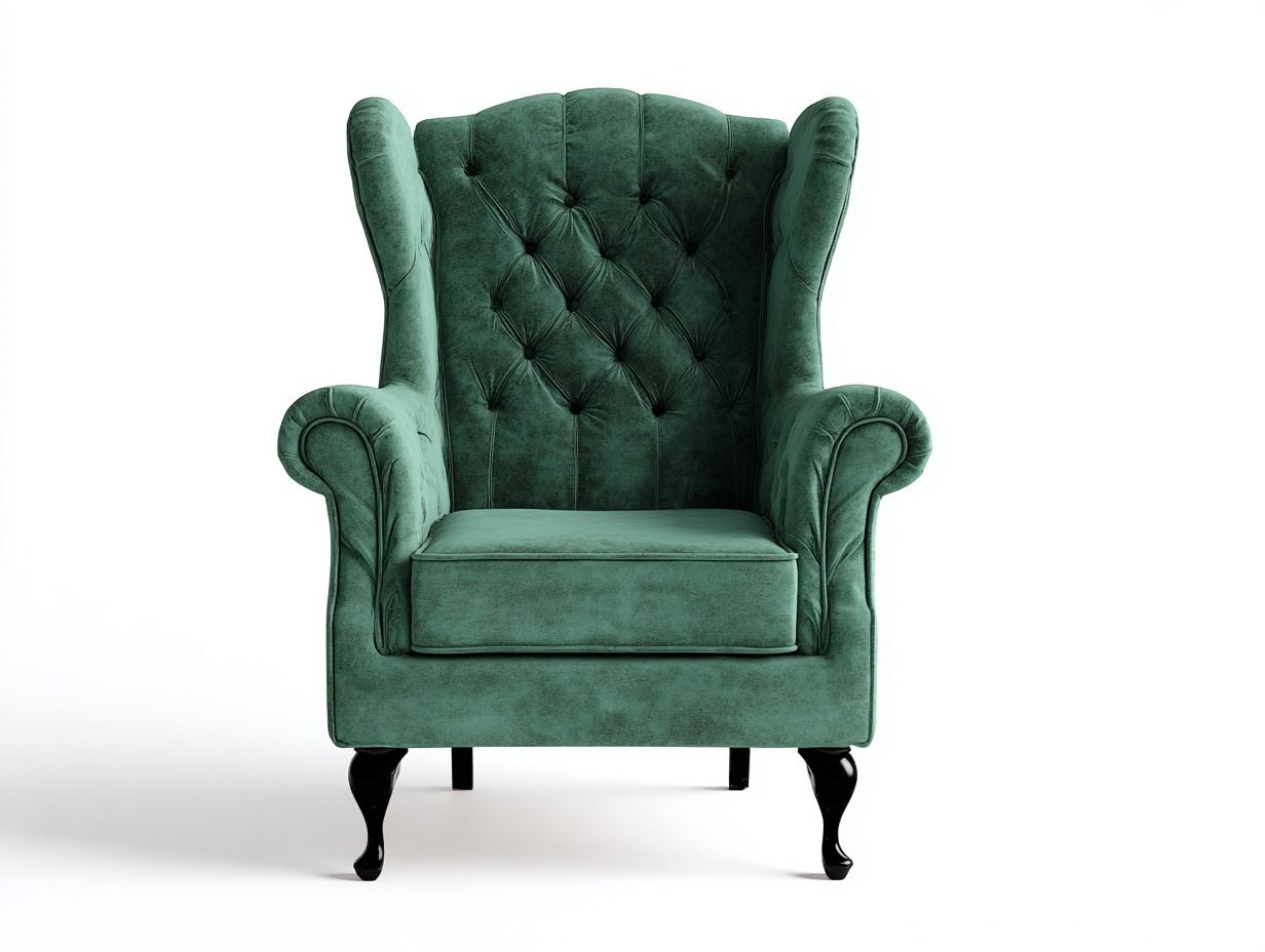 Sillón de terciopelo 78x88x112 cm-verde-para salón-diseño clásico capitoné-Casagoyard