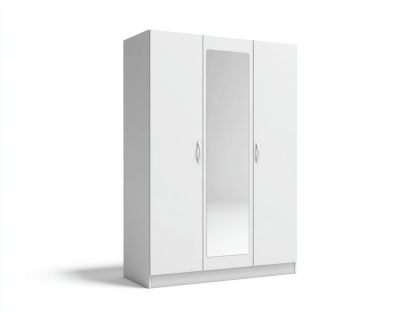 Armario 150x60x200 cm-madera-blanco-para dormitorio-diseño moderno con espejo central-Casagoyard