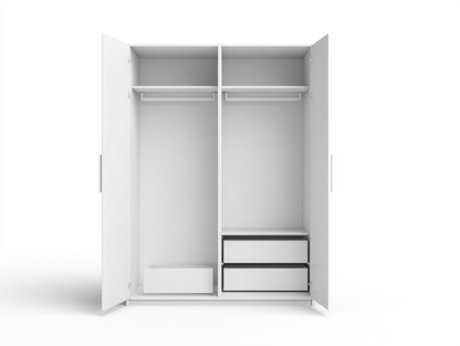 Armario 120x55x200 cm-madera-blanco-para dormitorio-diseño moderno con puertas y cajones-Casagoyard