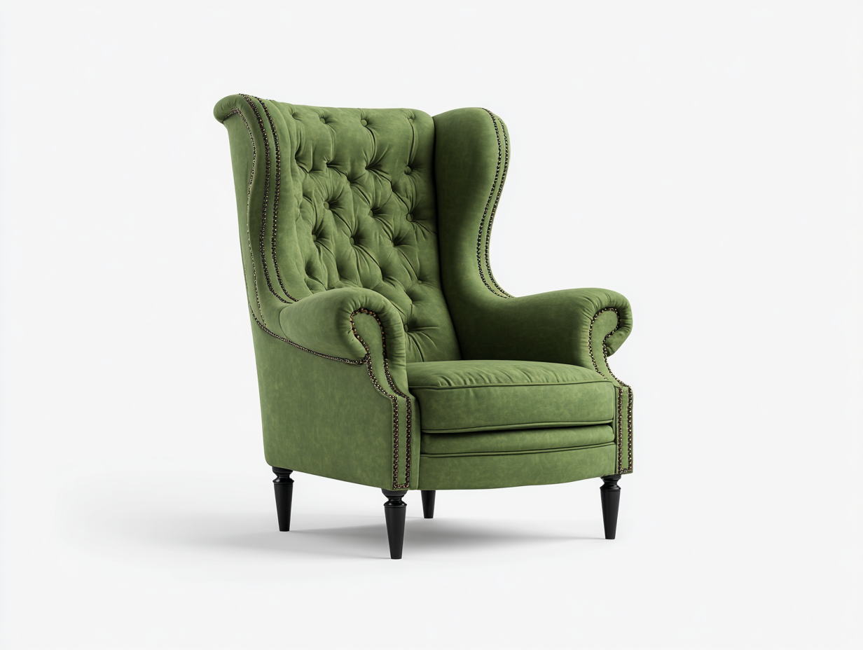 Sillón de terciopelo 75x85x110 cm-verde-para salón-diseño clásico capitoné-Casagoyard