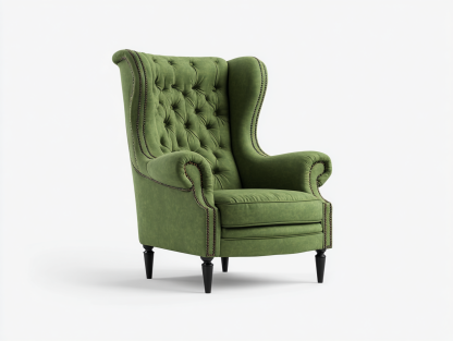 Sillón de terciopelo 75x85x110 cm-verde-para salón-diseño clásico capitoné-Casagoyard