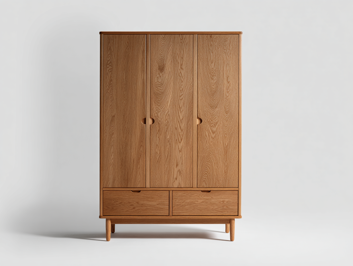 Armario 120x55x190 cm-madera-color roble-para dormitorio-diseño moderno con puertas y cajones-Casagoyard