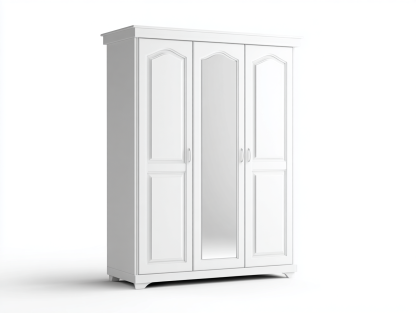 Armario 150x60x200 cm-madera-blanco-para dormitorio-estilo clásico con espejo central-Casagoyard