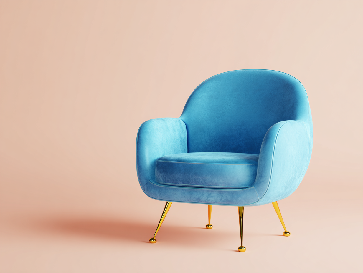 Sillón de terciopelo 70x75x78 cm-azul-para salón-diseño moderno patas doradas-Casagoyard