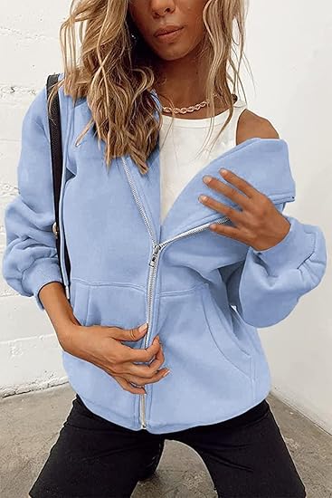 Women's 2026 Zip Up Y2K Hoodies Casual Long Sleeve Sweatshirts Fall Spring Track Jackets with Pockets