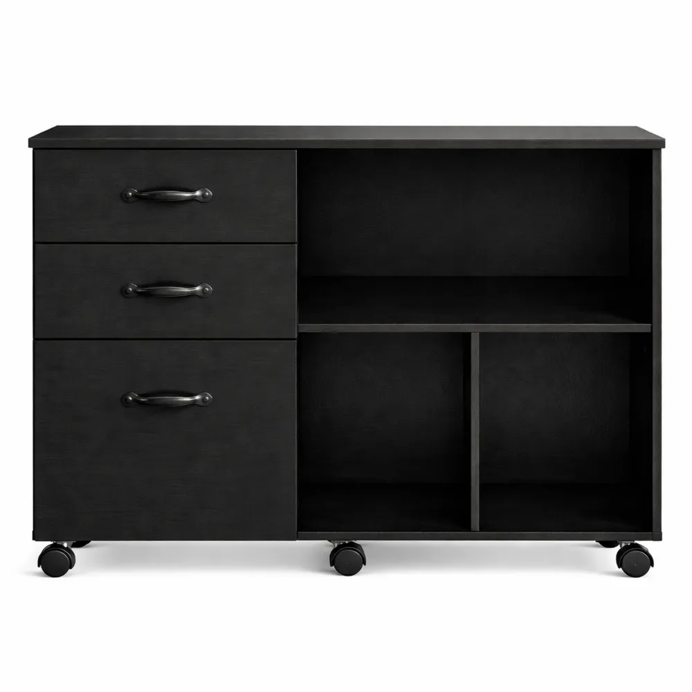 Cassettiera Multifunzionale con Ripiani Regolabili e Ruote