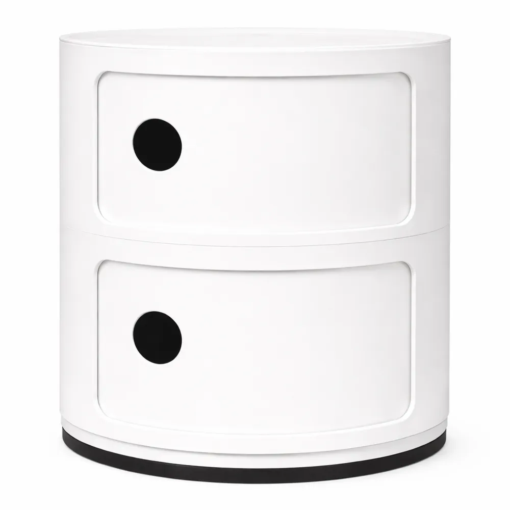 Contenitore modulare a 2 elementi, rotondo, bianco, 32x32x40 cm