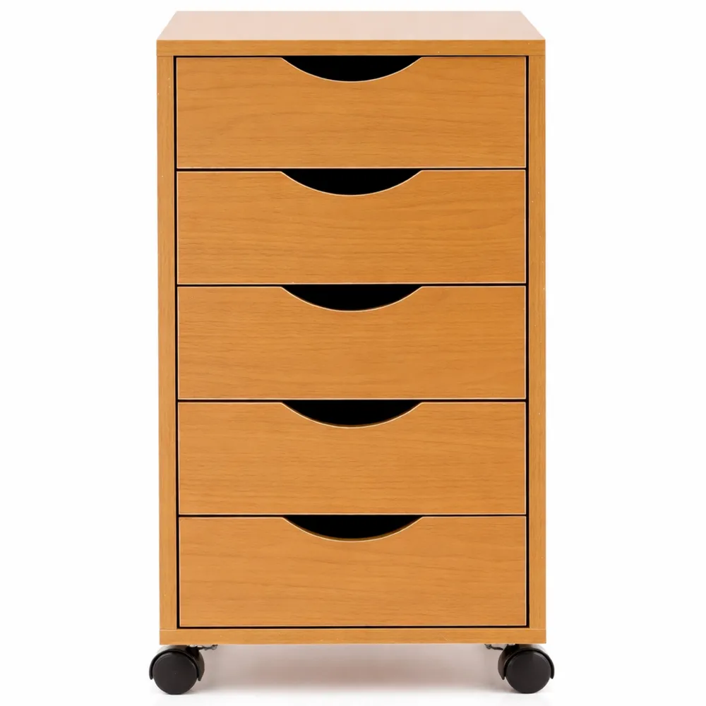 Cassettiera a Rotelle in Legno per Bambini con 5 Cassetti Moderna