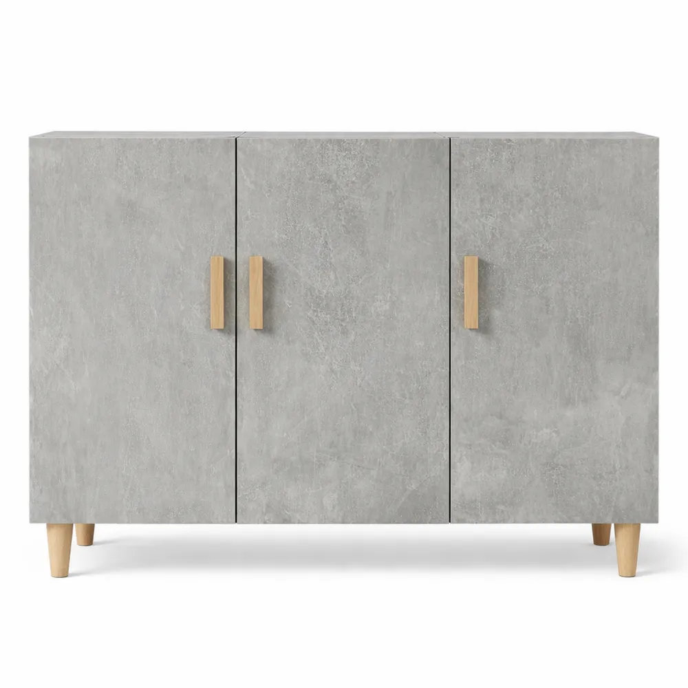 Credenza moderna in legno grigio cemento 90x34x80 cm