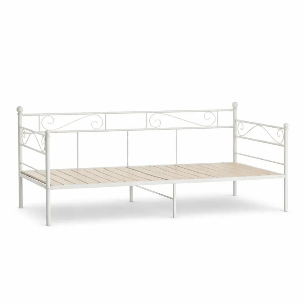 Struttura Divano Letto in Metallo Vintage 90x200 cm con Testiera e Pediera