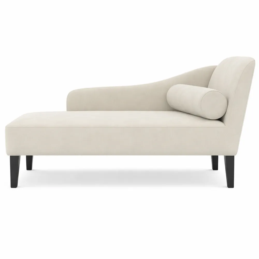 Chaise Longue in Velluto Crema con Cuscini
