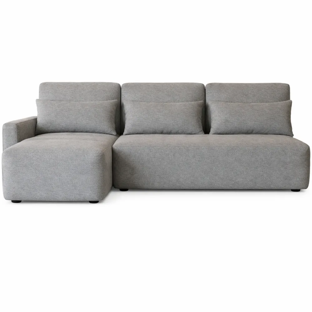 Divano Angolare Letto Grigio con Vano Contenitore e Chaise Longue