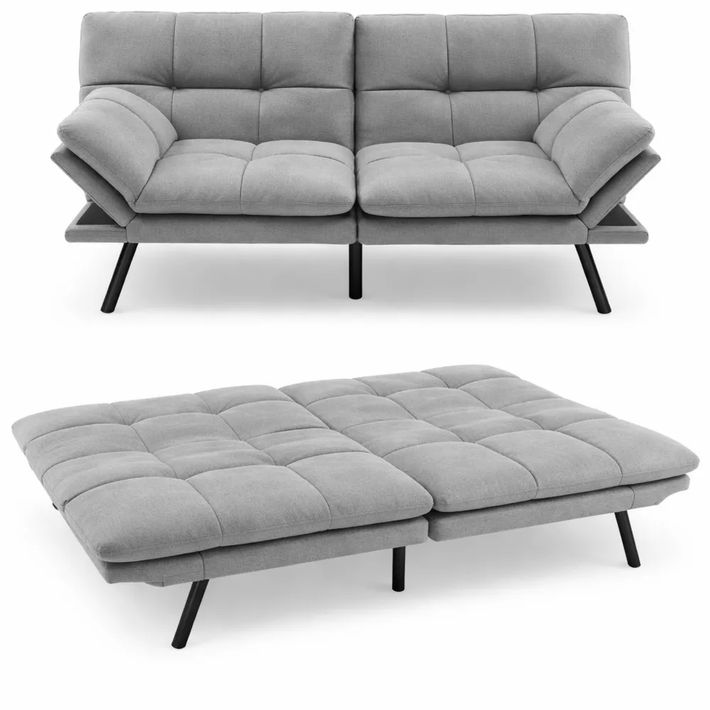 Divano Letto Convertibile con Schienale Regolabile in 3 Posizioni, Multiuso per Casa