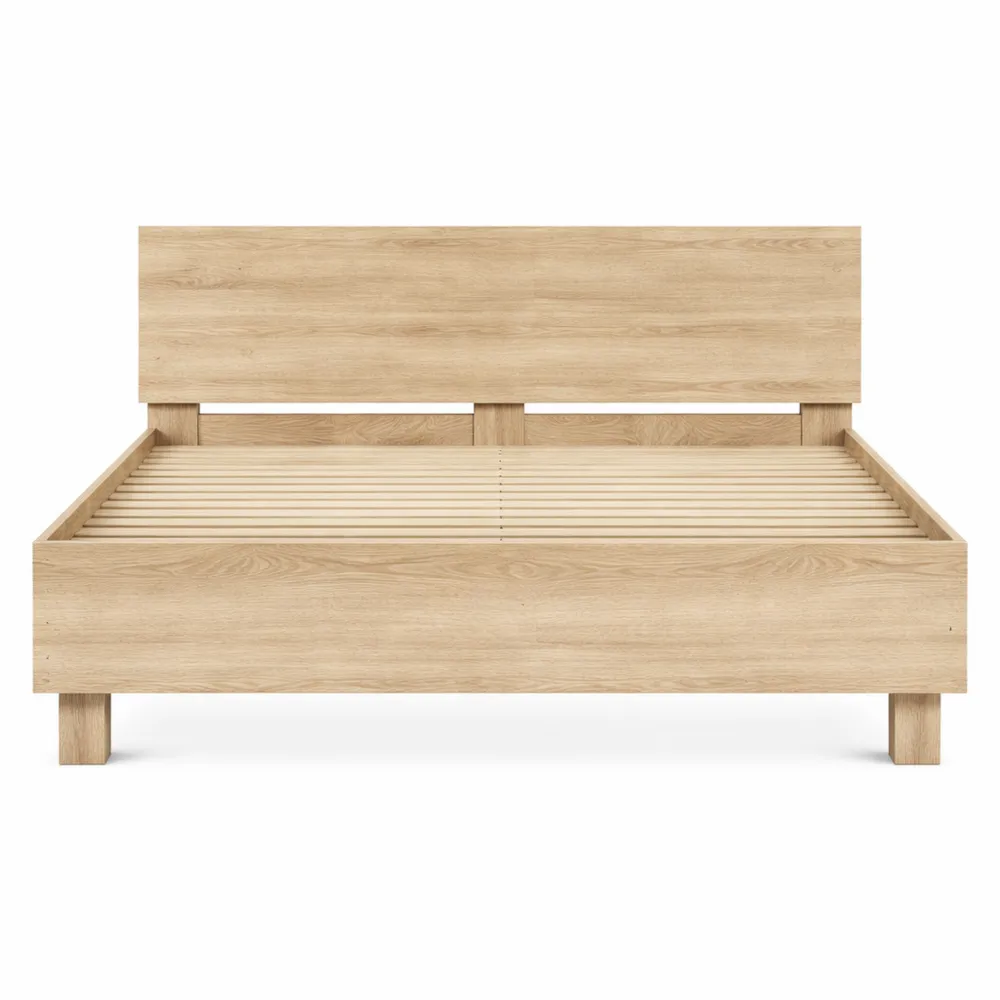 Letto con Testiera in Legno di Quercia 160x200 cm