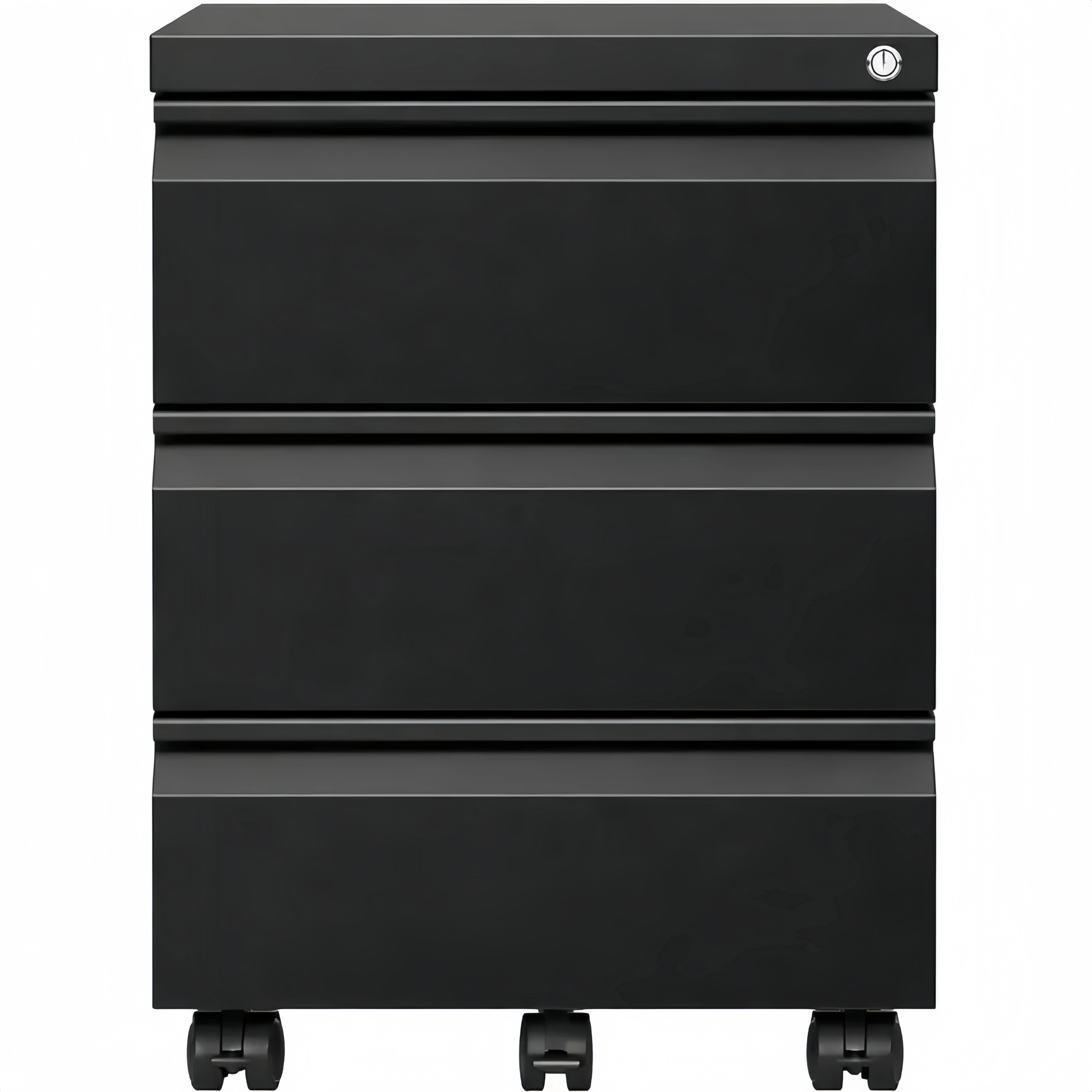 Caisson de rangement mobile à 3 tiroirs avec serrure, noir