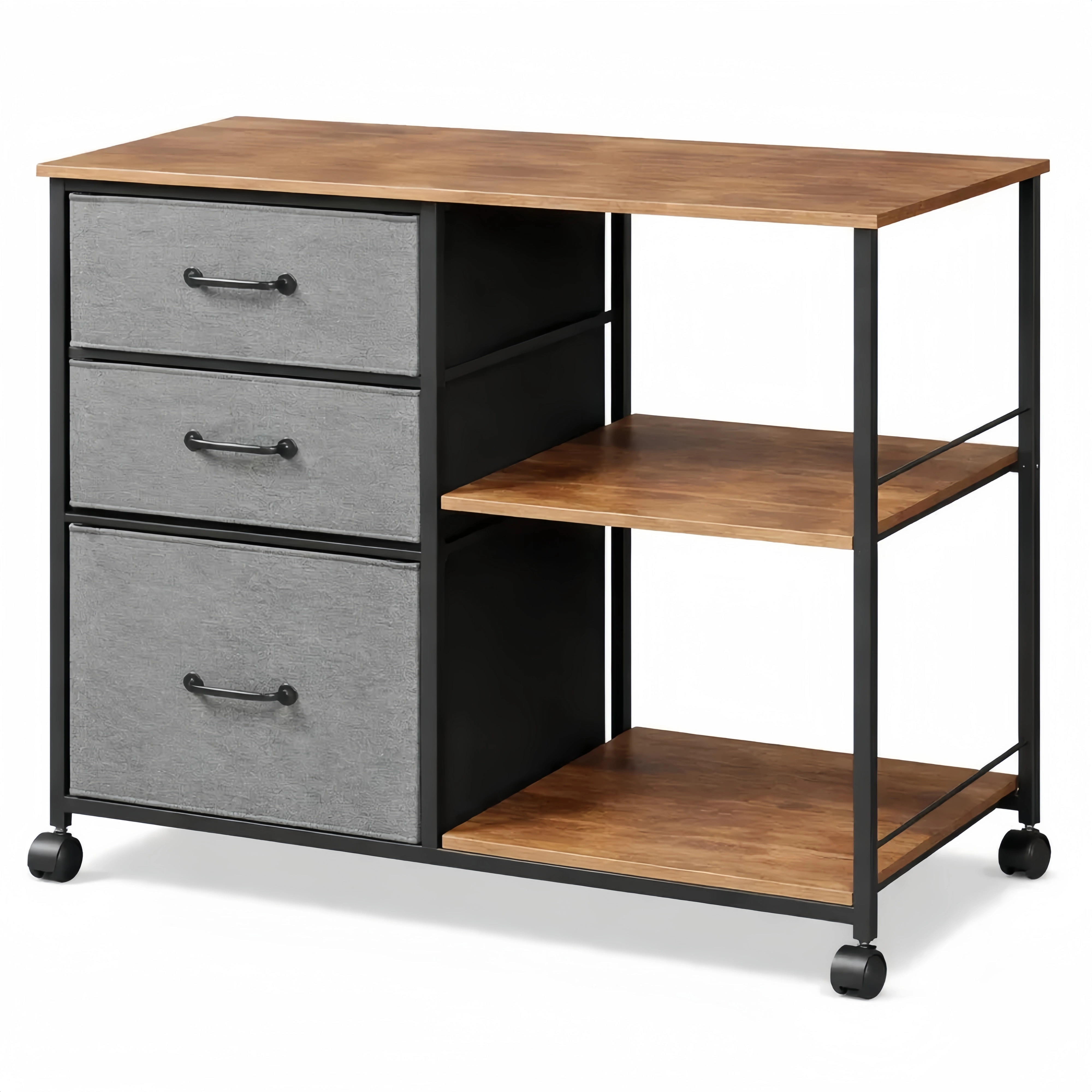 Caisson Mobile à 3 Tiroirs avec Étagère Ouverte pour Documents