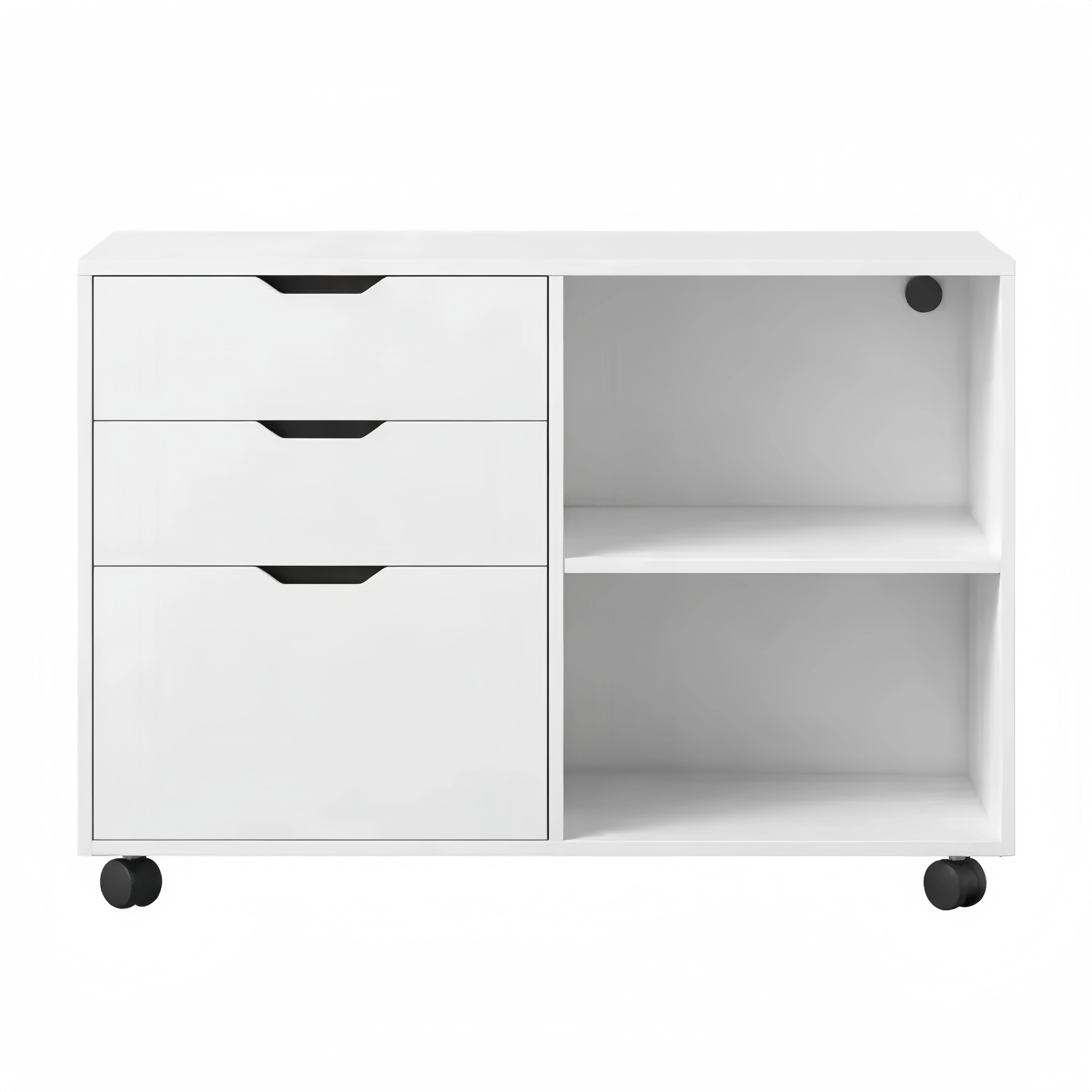 Caisson de rangement mobile verrouillable à 3 tiroirs, support multifonction blanc