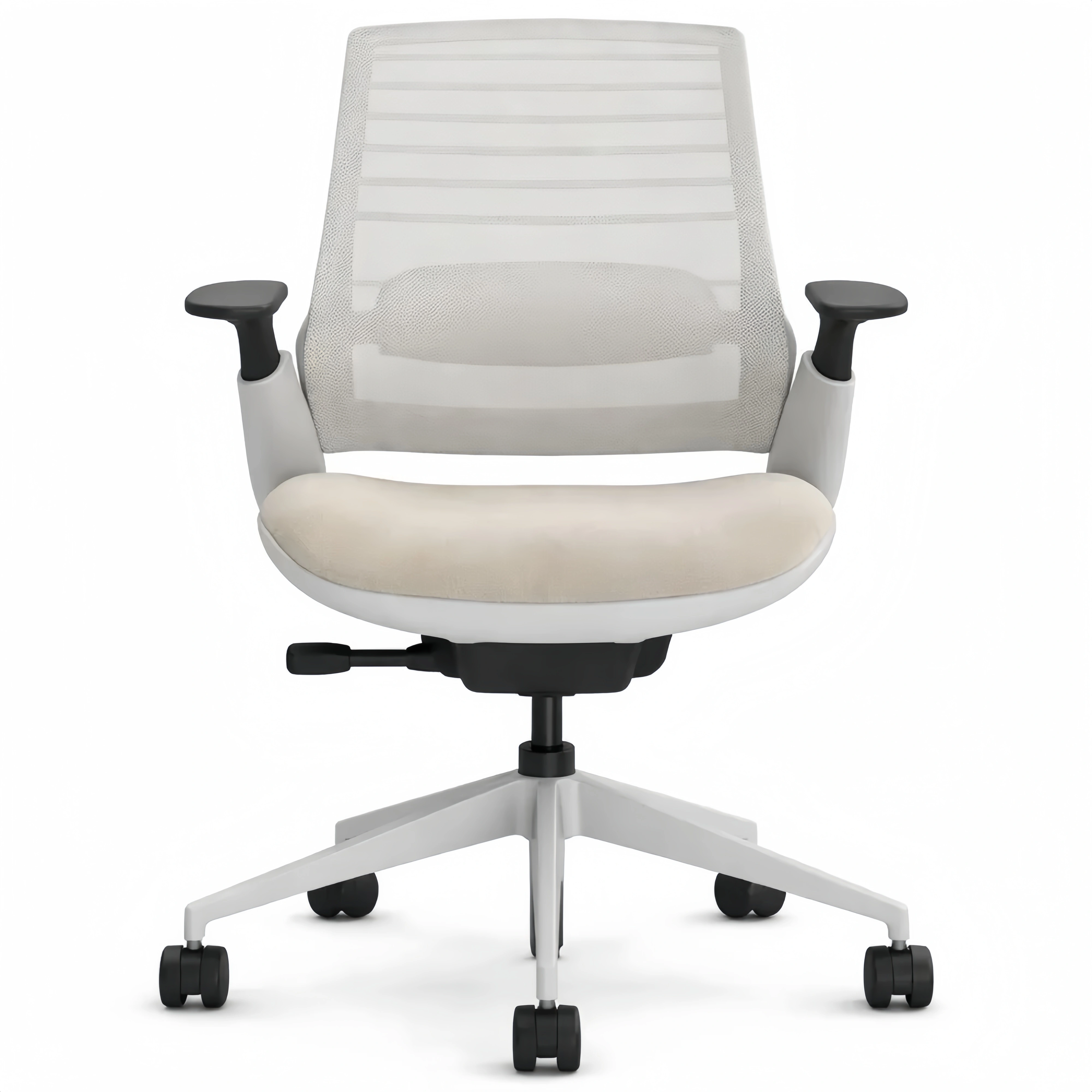 Chaise de Bureau Ergonomique avec Soutien Lombaire et Accoudoirs Réglables Beige