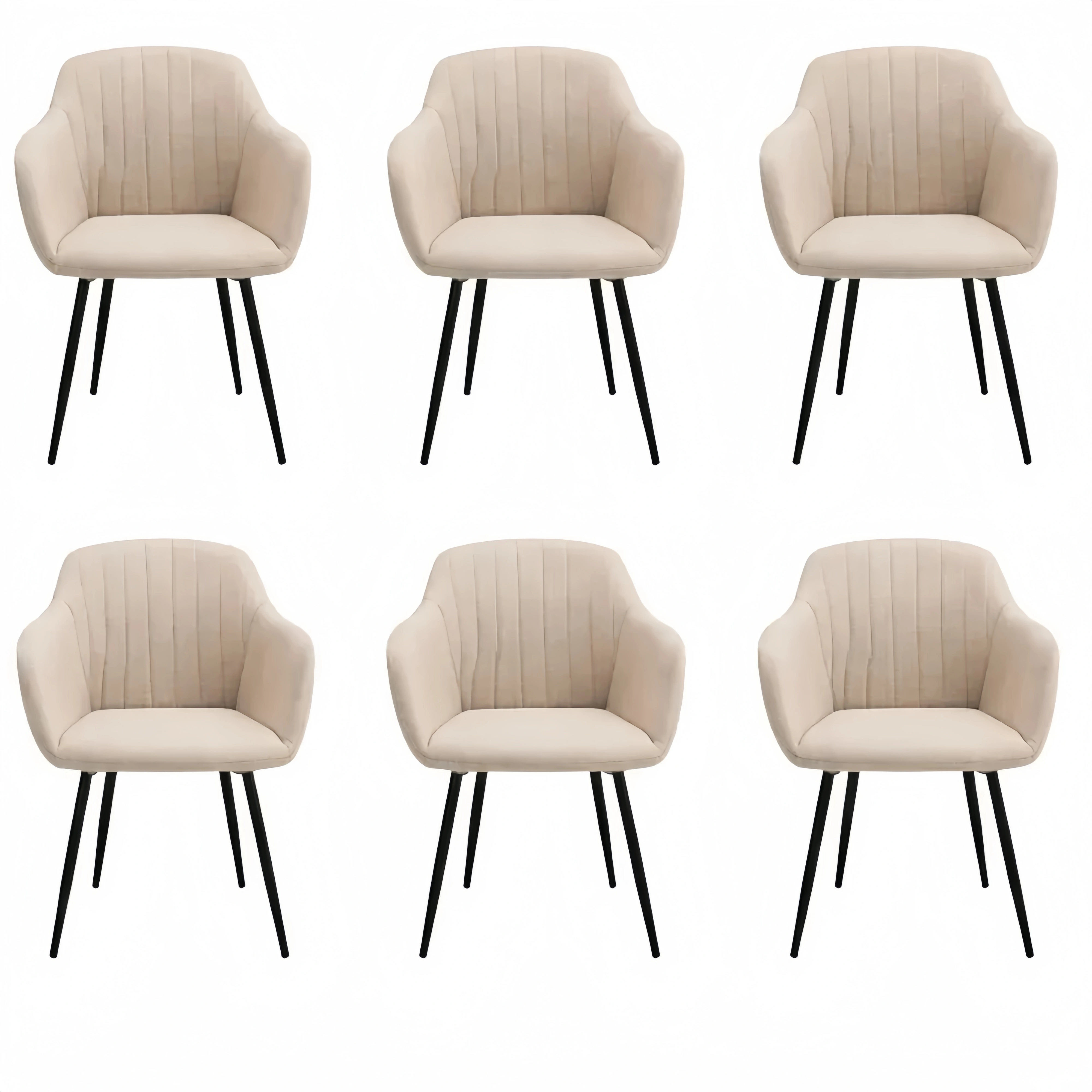 Set de 6 chaises rembourrées pour salle à manger avec accoudoirs