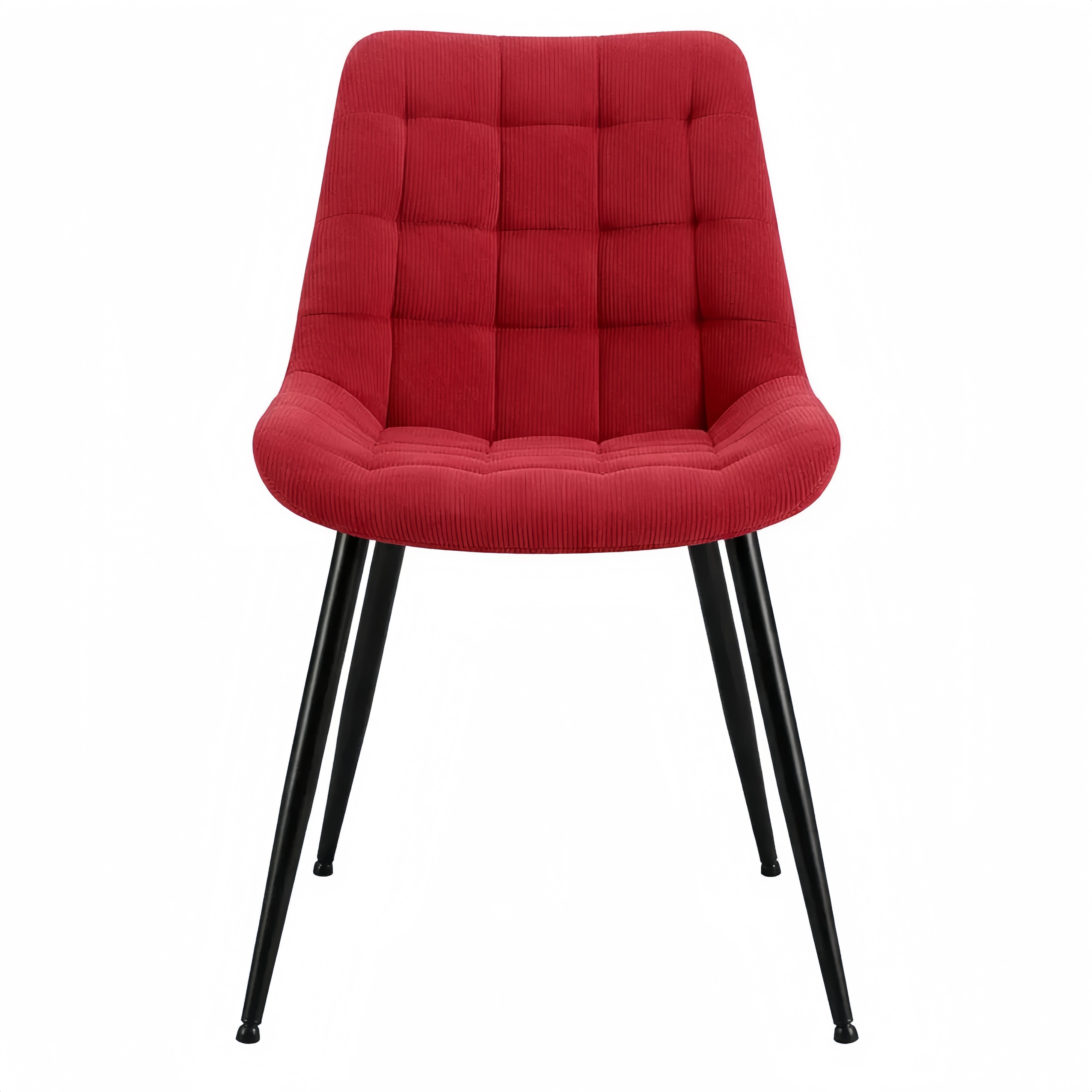 Chaise de salle à manger en velours côtelé bordeaux