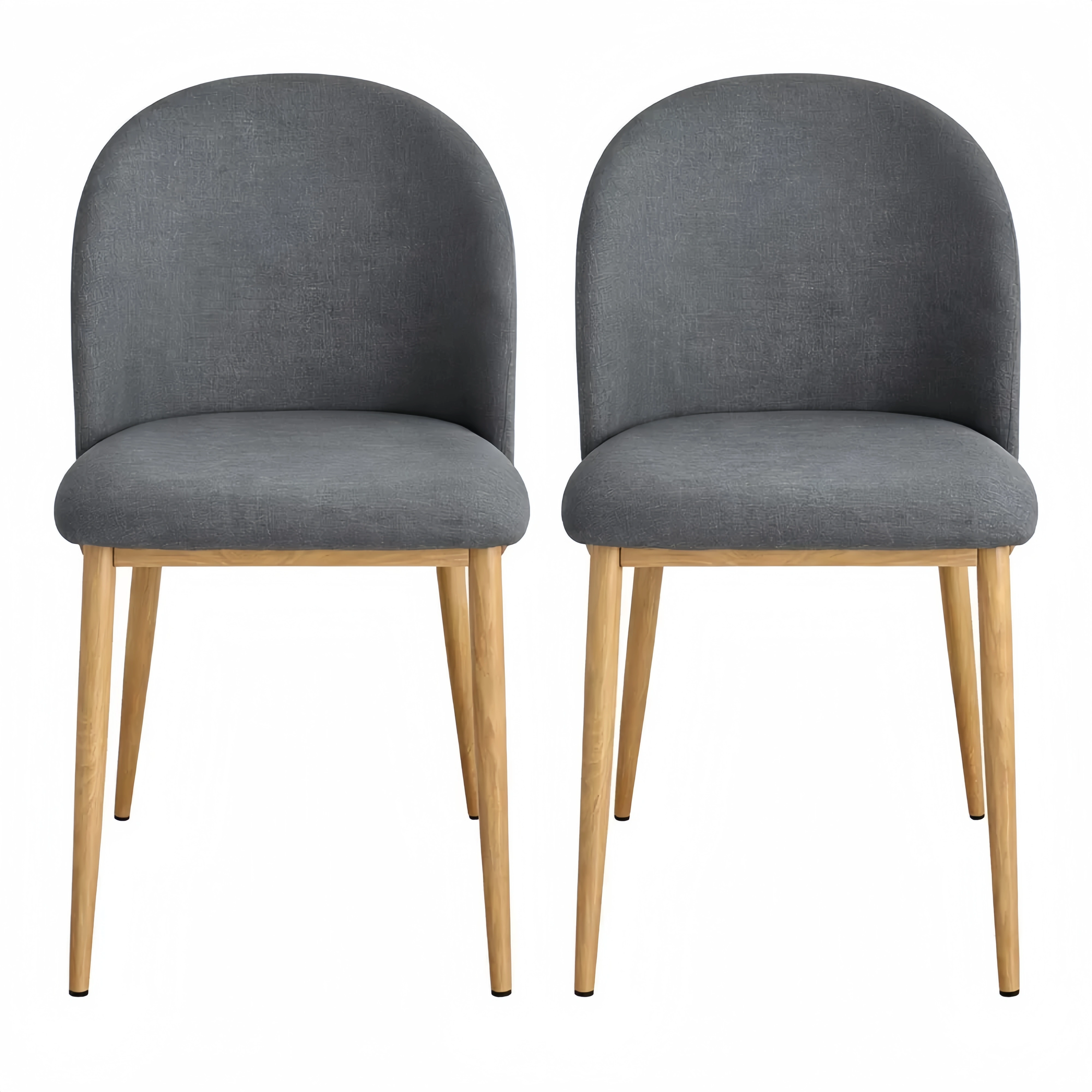 Lot de 2 chaises de salle à manger en métal effet bois gris