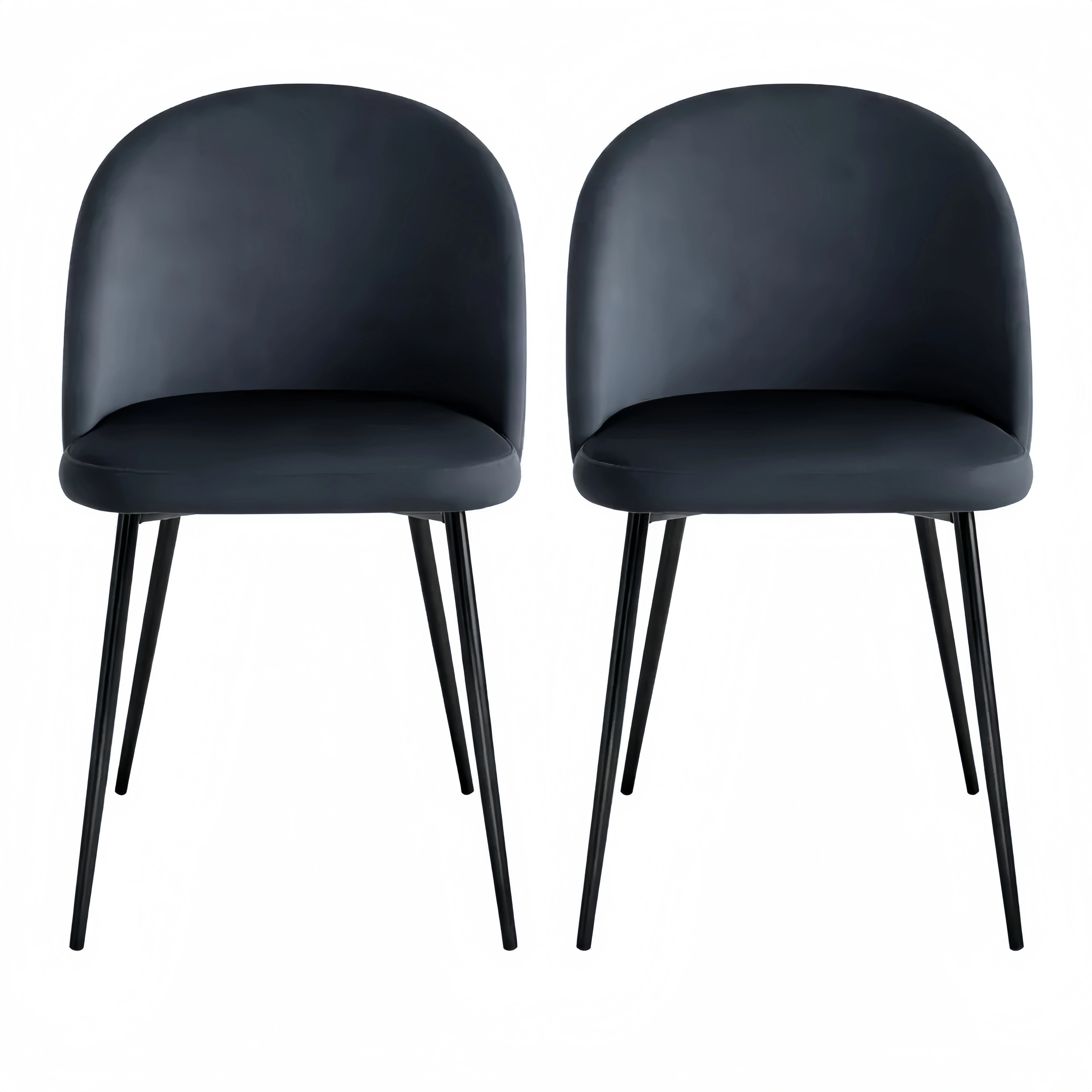 Ensemble de 2 chaises en velours pour salle à manger, pieds en métal, noir