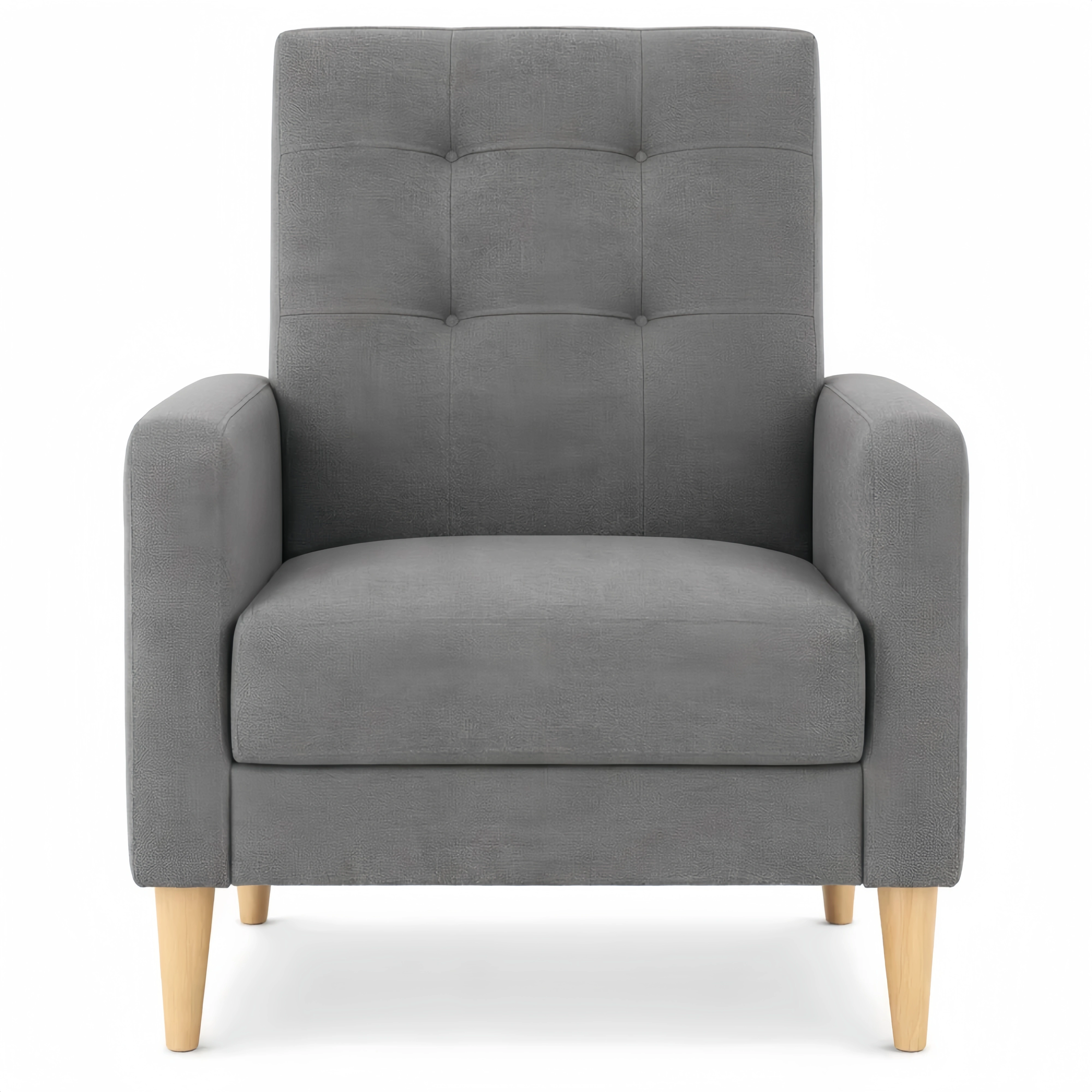 Fauteuil Relaxation Haut de Gamme en Lin avec Accoudoirs, Pieds en Bois Massif, Gris Foncé