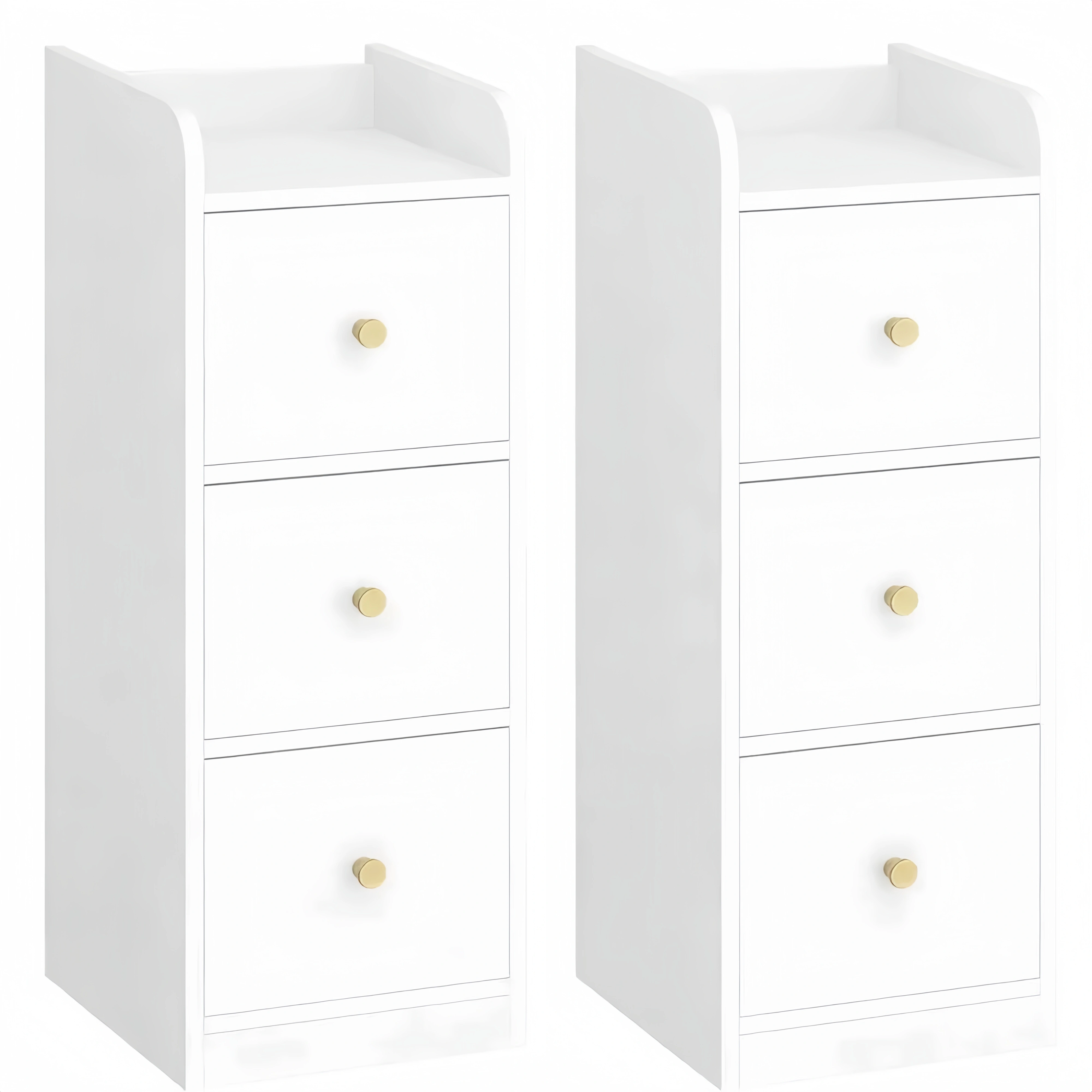 Tables de Chevet Étroites avec Tiroirs et Compartiment Ouvert pour Chambre et Salon