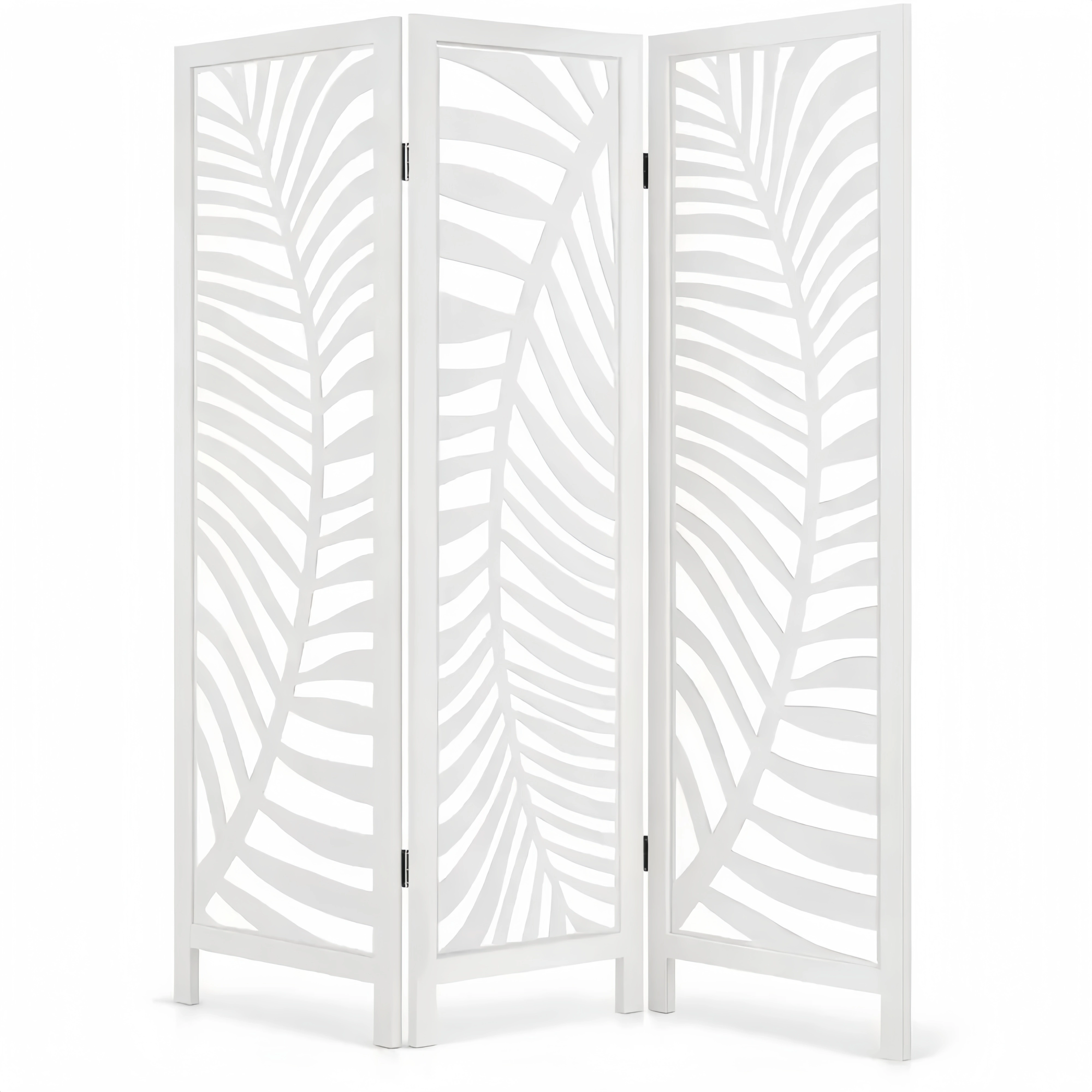 Paravent 3 Panneaux avec Motif Feuille pour Intérieur