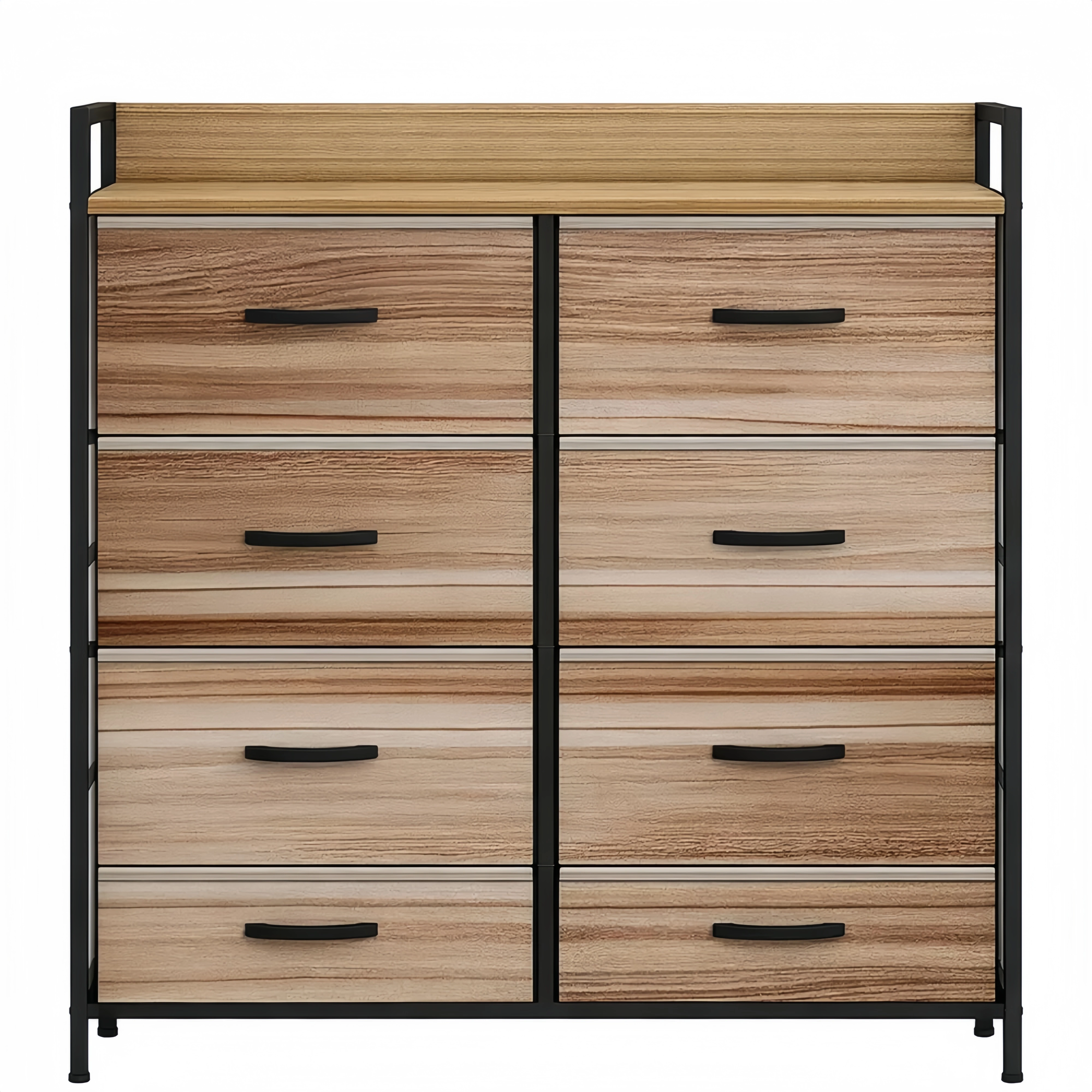 Commode 8 Tiroirs en Tissu avec Étagère et Cadre en Acier