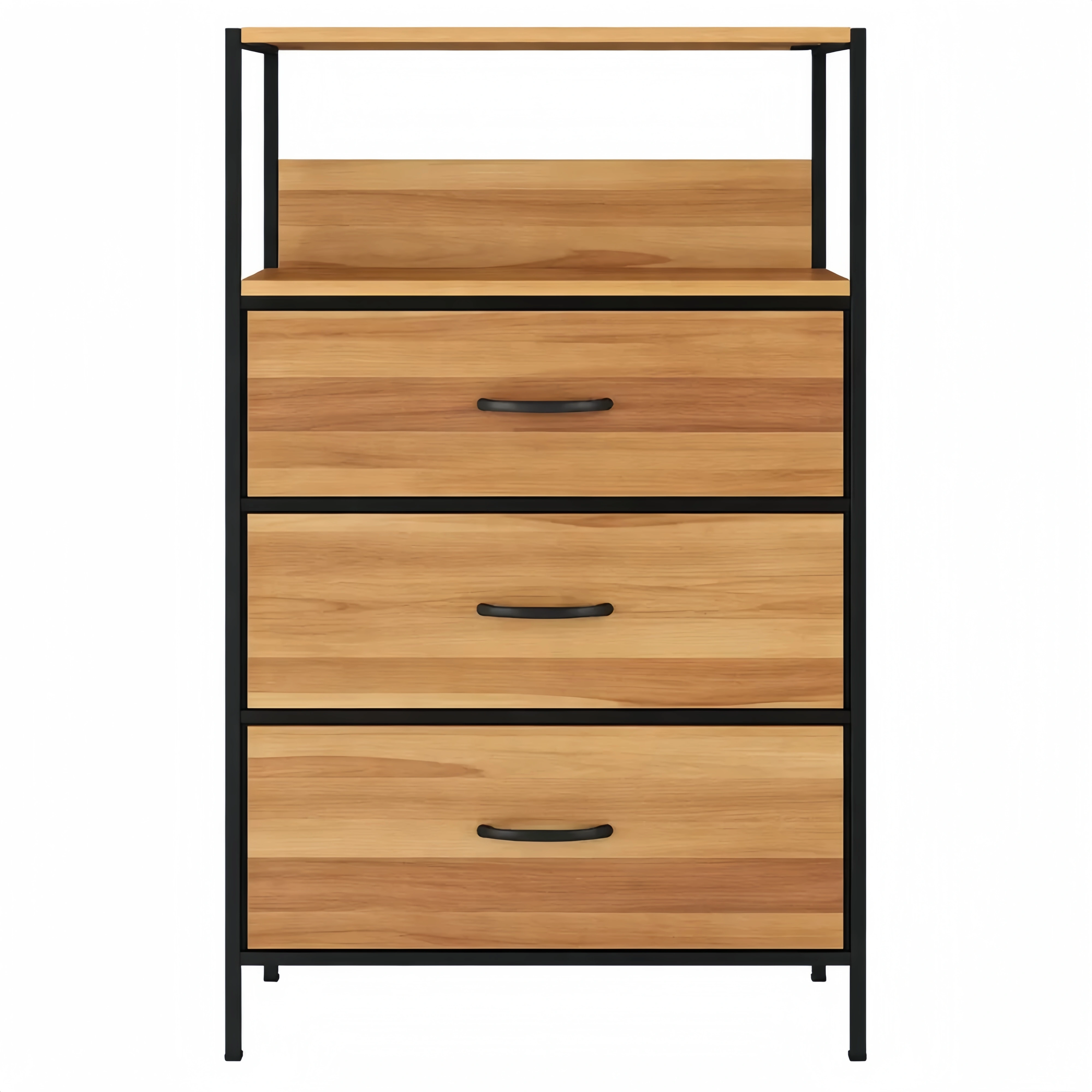 Commode Industrielle avec Tiroirs Amovibles en Tissu et Étagères