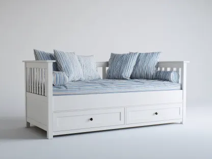 Sofás cama de madera blanca 200x90x85 cm - diseño moderno con 2 cajones para sala de estar-Casamyly