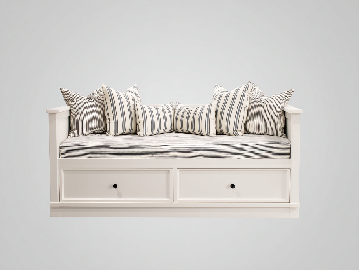 Sofás cama madera almacenamiento salón 195x90x85 cm - blanco - diseño clásico-Casamyly