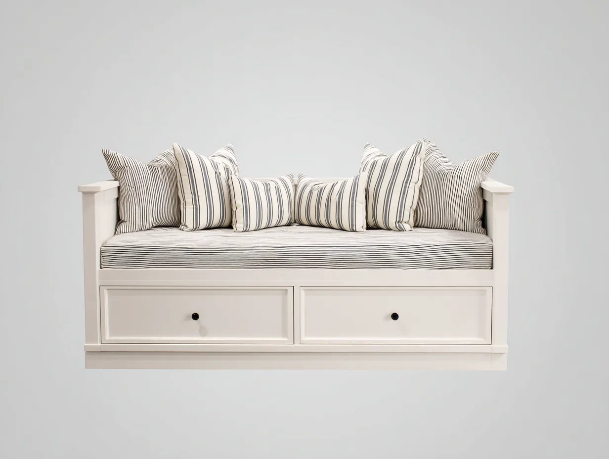 Sofás cama madera almacenamiento salón 195x90x85 cm - blanco - diseño clásico-Casamyly