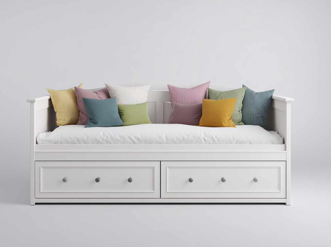 Sofás cama de madera con cajones 200x90x85 cm - Blanco - Diseño clásico con almacenamiento-Casamyly