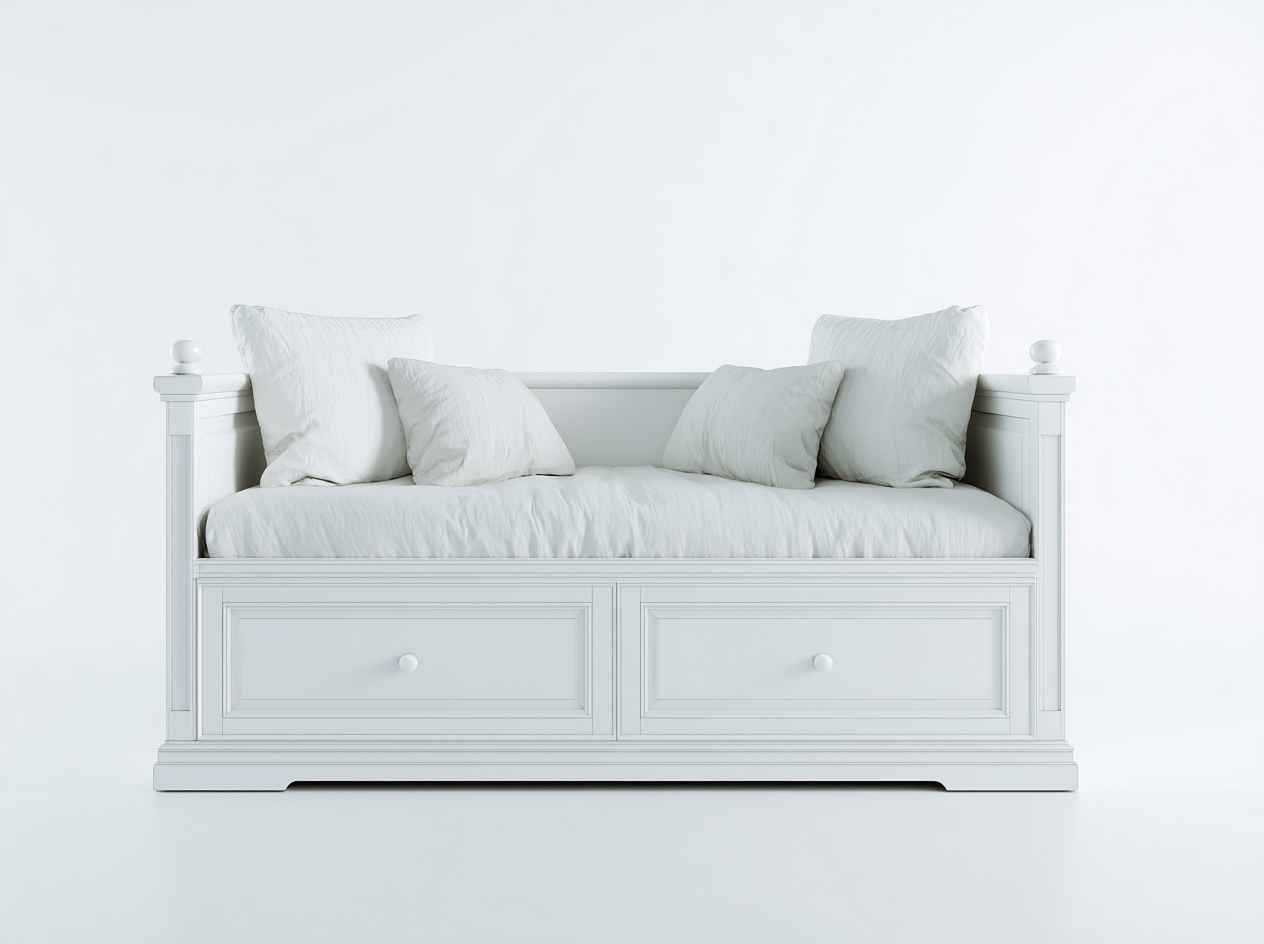 Sofás cama de madera 195x90x78 cm - blanco - estilo clásico con cajones de almacenamiento-Casamyly