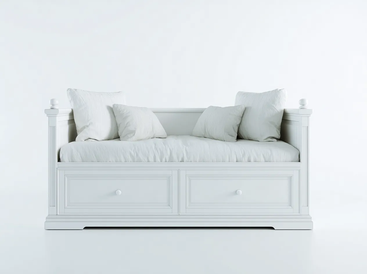 Sofás cama de madera 195x90x78 cm - blanco - estilo clásico con cajones de almacenamiento-Casamyly