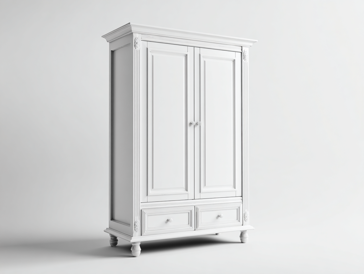 Armarios madera almacenamiento dormitorio 120x60x200 cm - blanco - diseño clásico-Casamyly