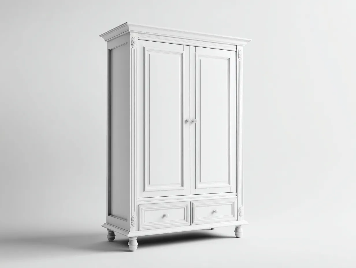 Armarios madera almacenamiento dormitorio 120x60x200 cm - blanco - diseño clásico-Casamyly