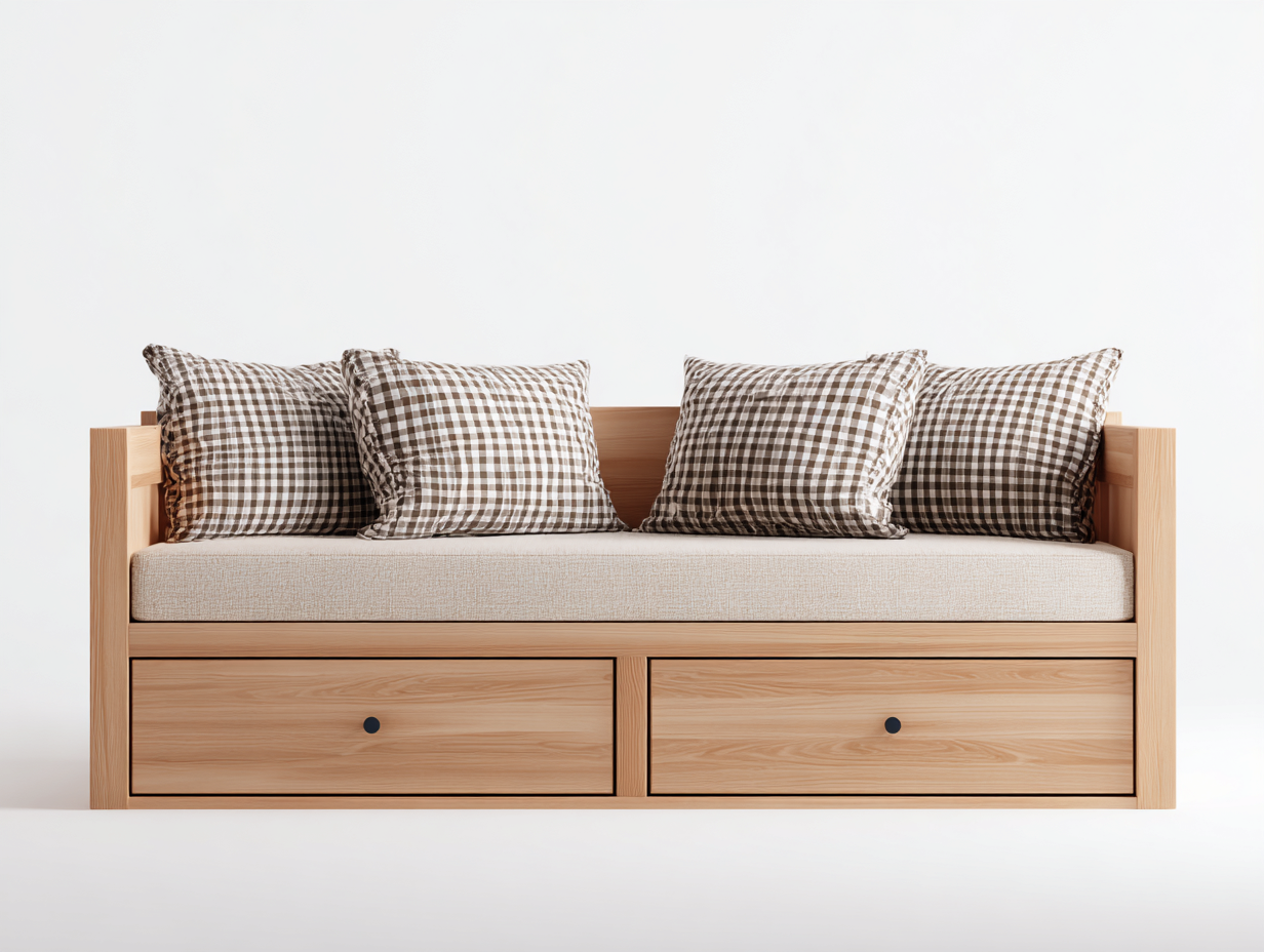 Sofás cama madera almacenamiento salón 190x85x80 cm - color madera - diseño moderno-Casamyly