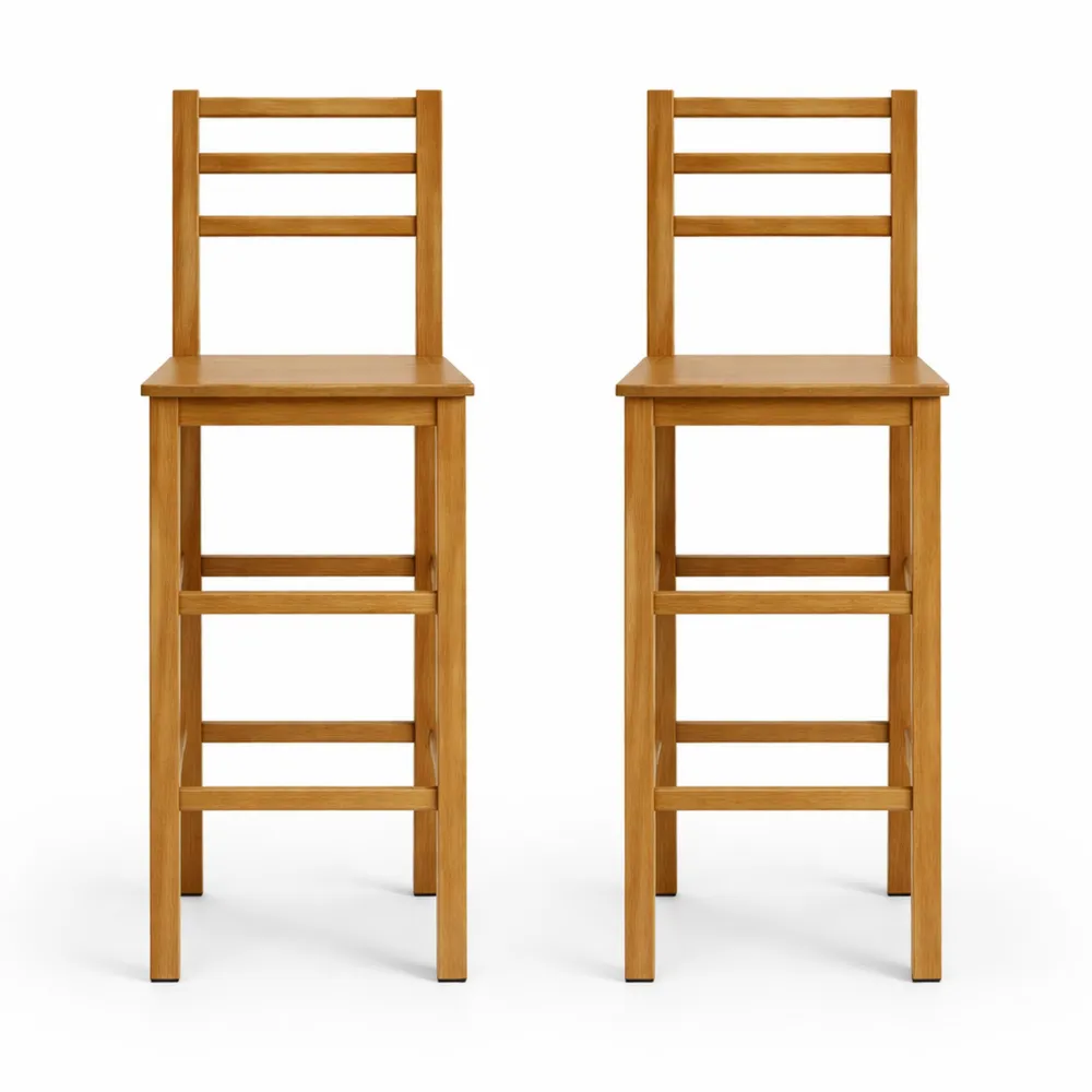 Lot de 4 chaises de bar en bois avec dossier pour cuisine et salon