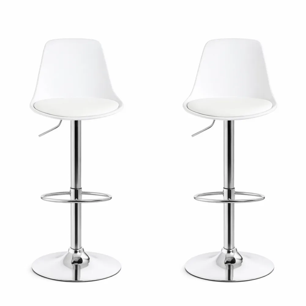 Ensemble de 2 Tabourets de Bar Réglables avec Dossier et Repose-Pieds