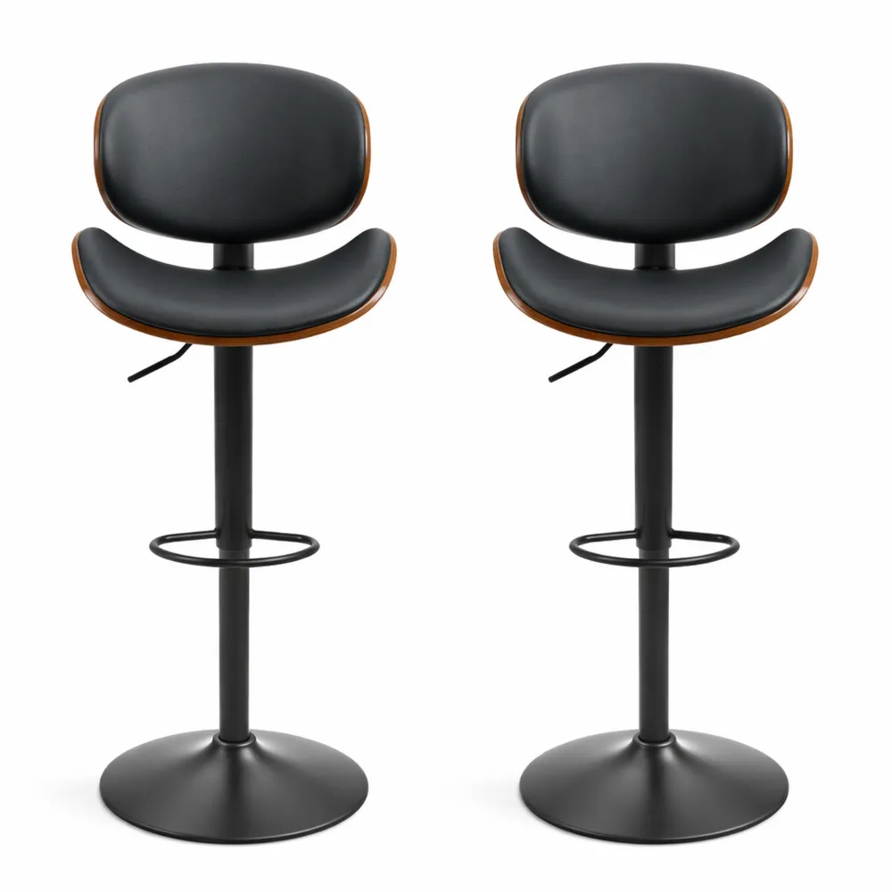 Tabourets de bar réglables pivotants avec dossier et repose-pied