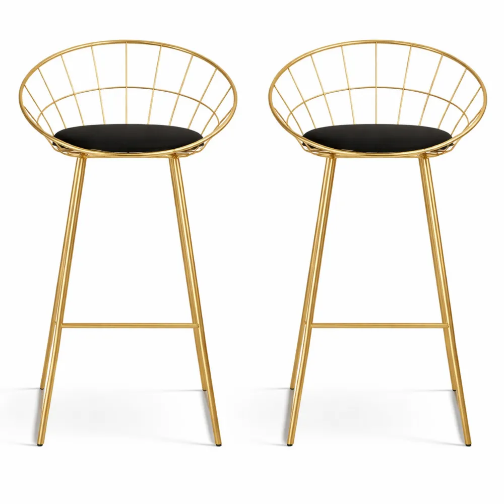 Tabourets de Bar en Velours avec Repose-Pied et Coussin Confortable