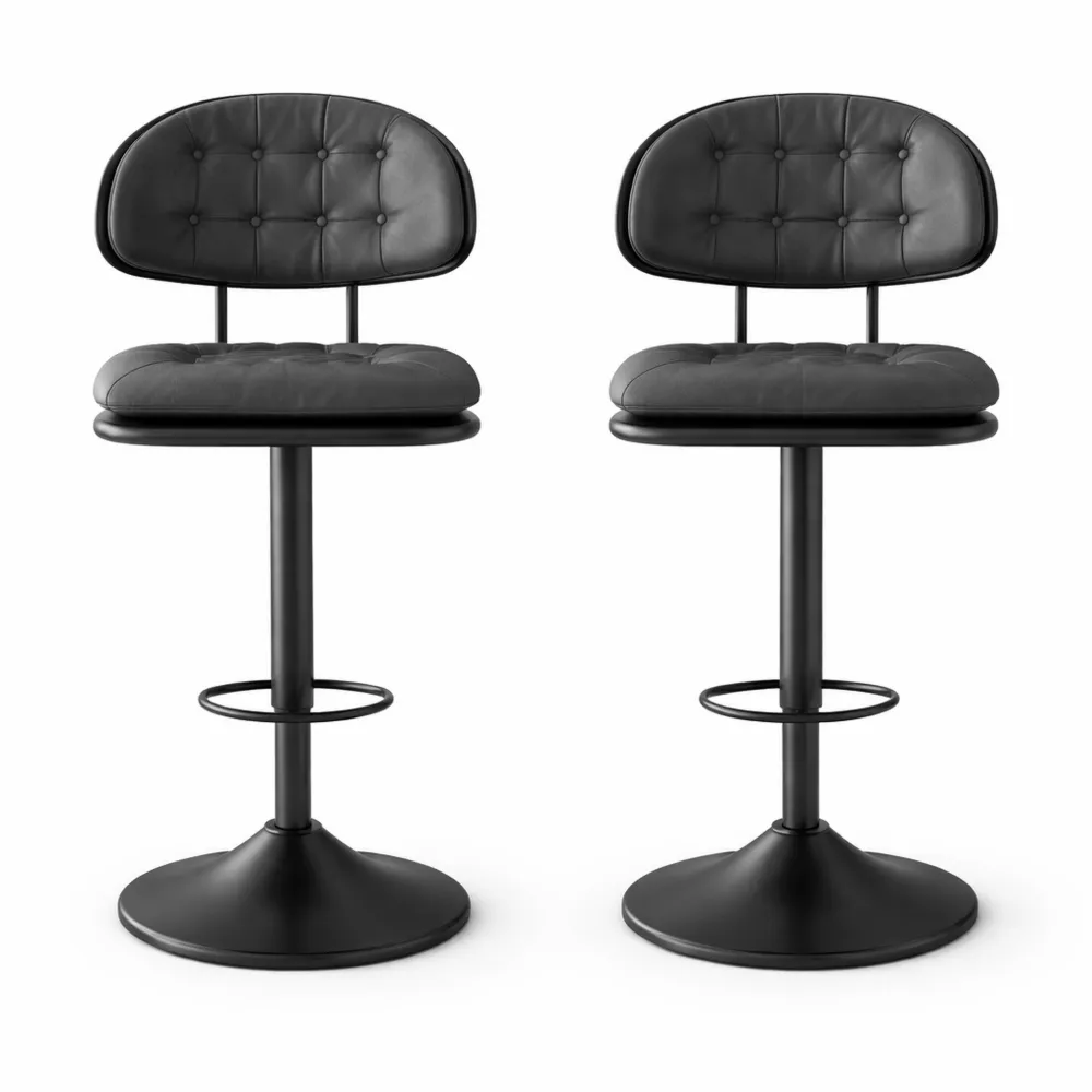 Paire de tabourets de bar réglables avec dossier pour cuisine ou salle à manger