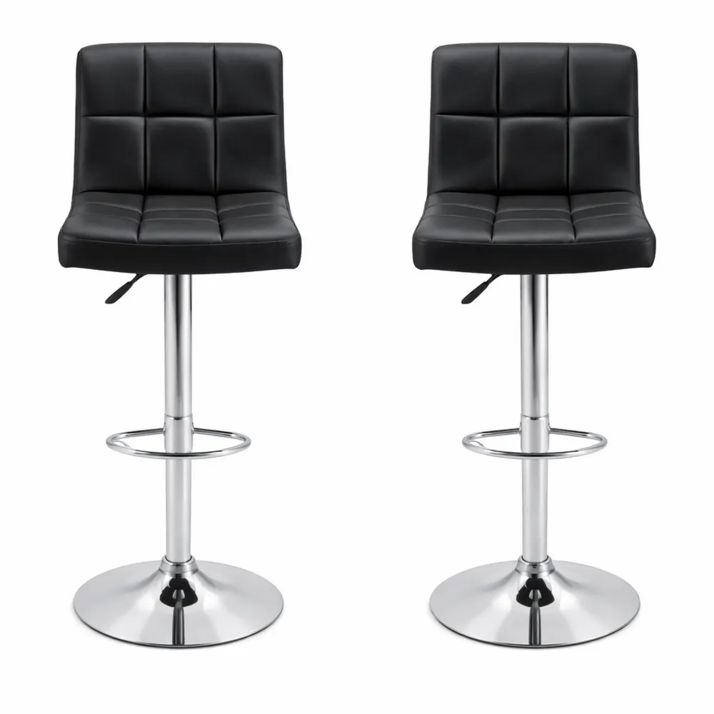 Ensemble de 2 tabourets de bar noirs réglables et pivotants