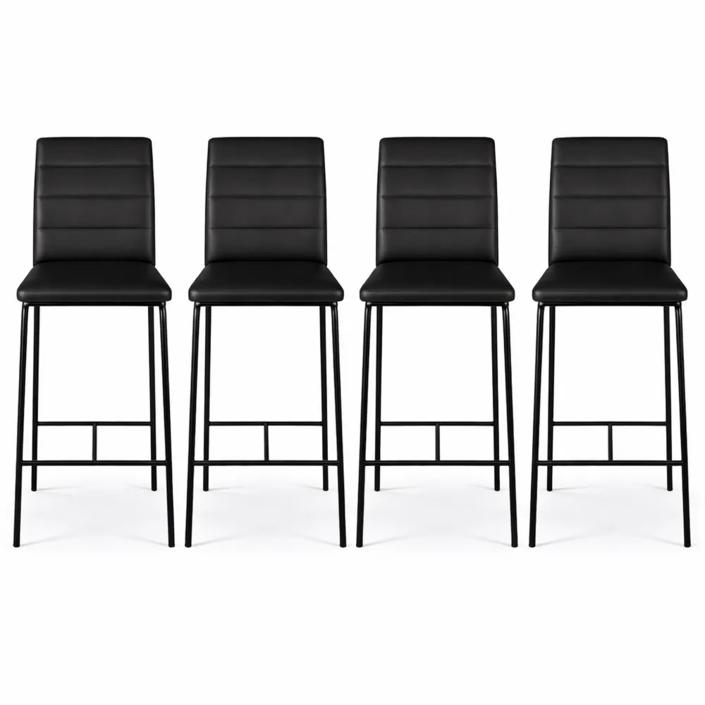 Lot de 4 tabourets en PVC noir design moderne